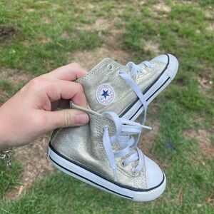 Converse All-Star Kids Gold Shimmer Hi-Top Sneakers - toddler size 7